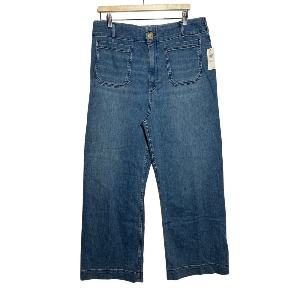 Maeve Anthropologie Colette Cropped Wide Leg Jeans Denim Medium 34T 34 Tall NWT